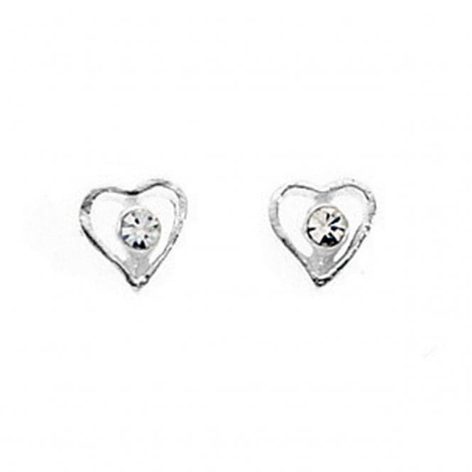 Beginnings Sterling Silver A716C Cryst Cntre Open Heart Stud EarringsBeginningsA716C