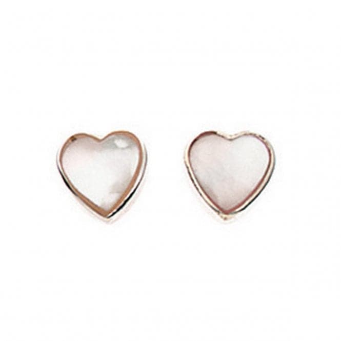 Beginnings Sterling Silver A778W White Mop Heart Stud EarringsBeginningsA778W