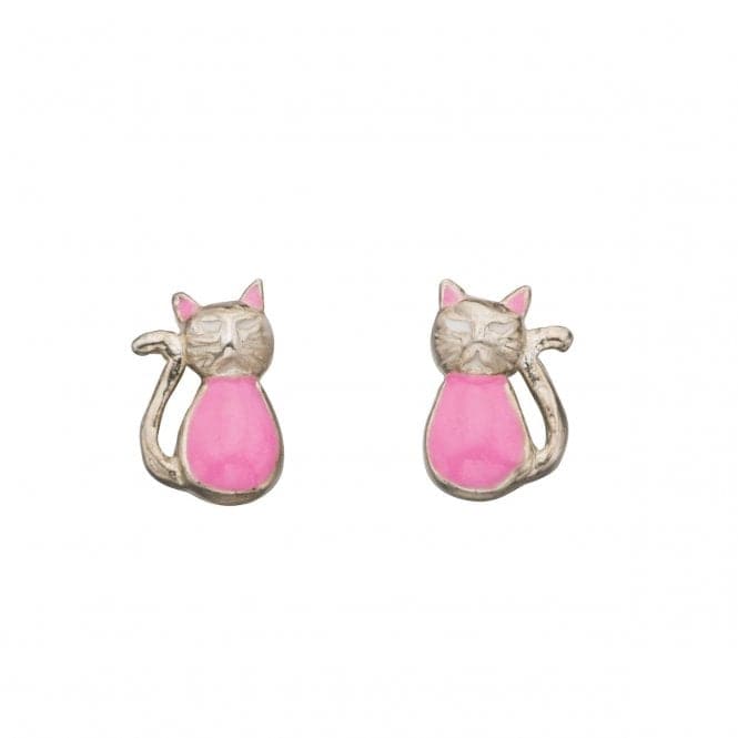 Beginnings Sterling Silver A948P Enamel Cat Stud EarringsBeginningsA948P