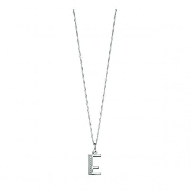 Beginnings Sterling Silver Art Deco Initial E Cubic Zirconia Pendant P4727CBeginningsP4727C