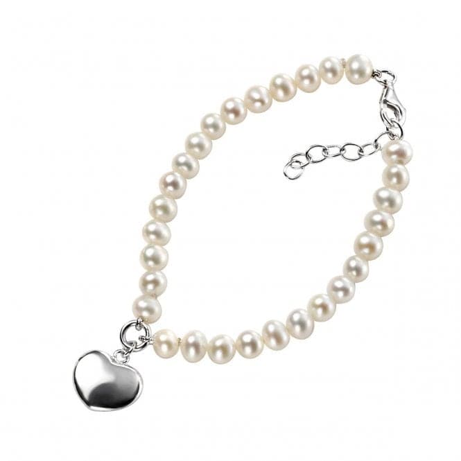 Beginnings Sterling Silver B3162W Pearl Puff Heart 18+3cm Bracelet B3162WBeginningsB3162W