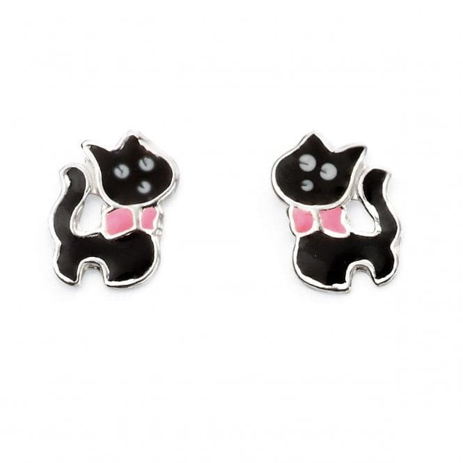 Beginnings Sterling Silver Black Cat Stud Earrings A2020BeginningsA2020