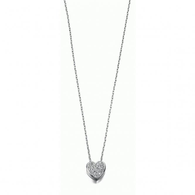 Beginnings Sterling Silver Clear Cubic Zirconia Pave Heart 40+5cm Necklaces N3232CBeginningsN3232C