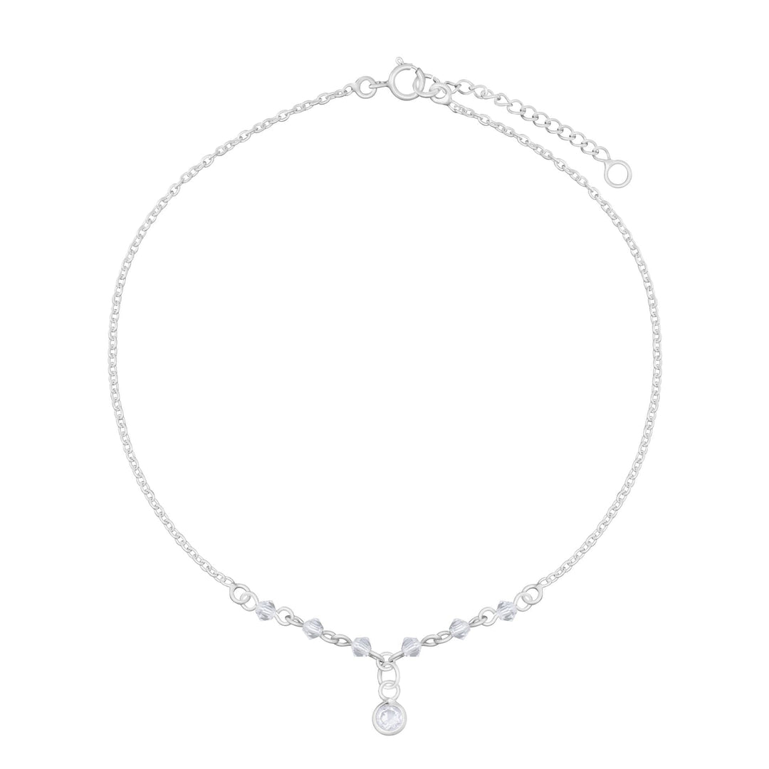 Beginnings Sterling Silver Clear Swarovski Crystal Cubic Zirconia Ankle Chain K196CBeginningsK196C