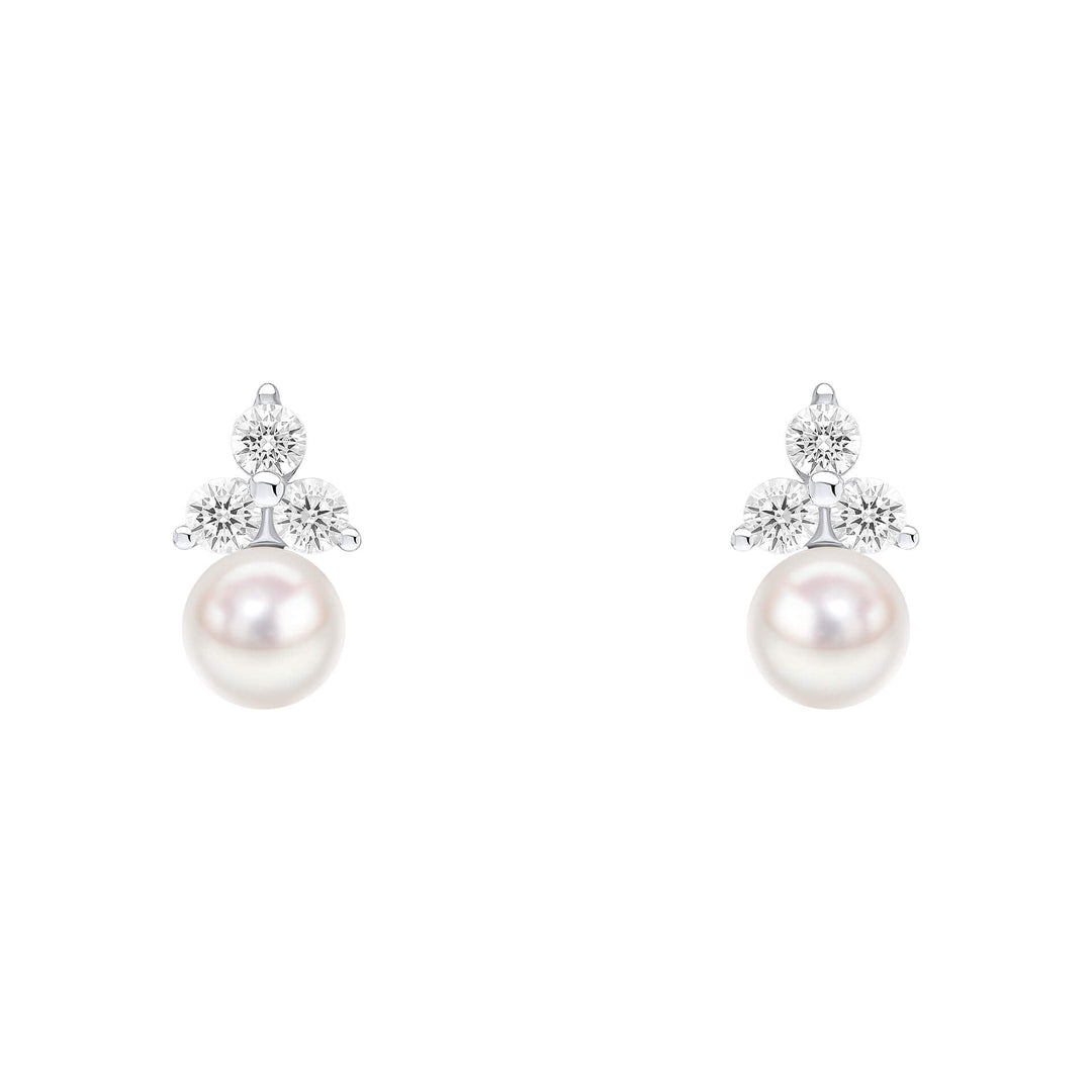 Beginnings Sterling Silver Cubic Zirconia and White Shell Pearl White Earrings E6497WBeginningsE6497W