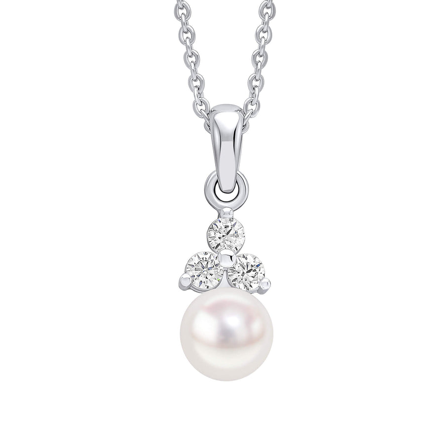 Beginnings Sterling Silver Cubic Zirconia Shell Pearl White Pendant P5464WBeginningsP5464W