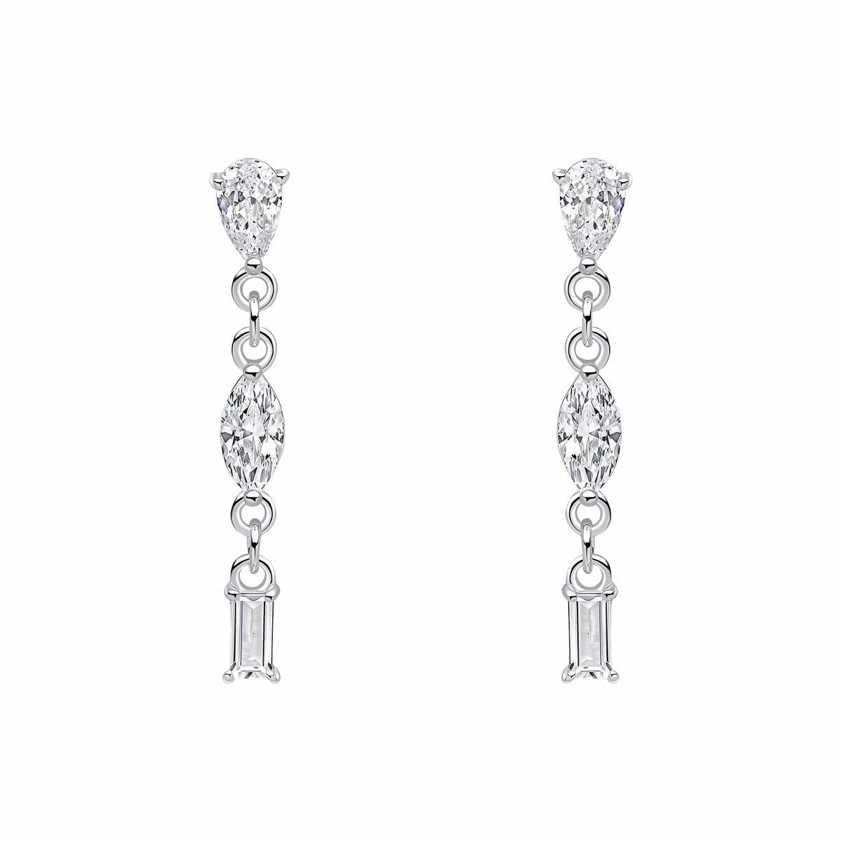 Beginnings Sterling Silver Cubic Zirconia White Earrings E6481CBeginningsE6481C