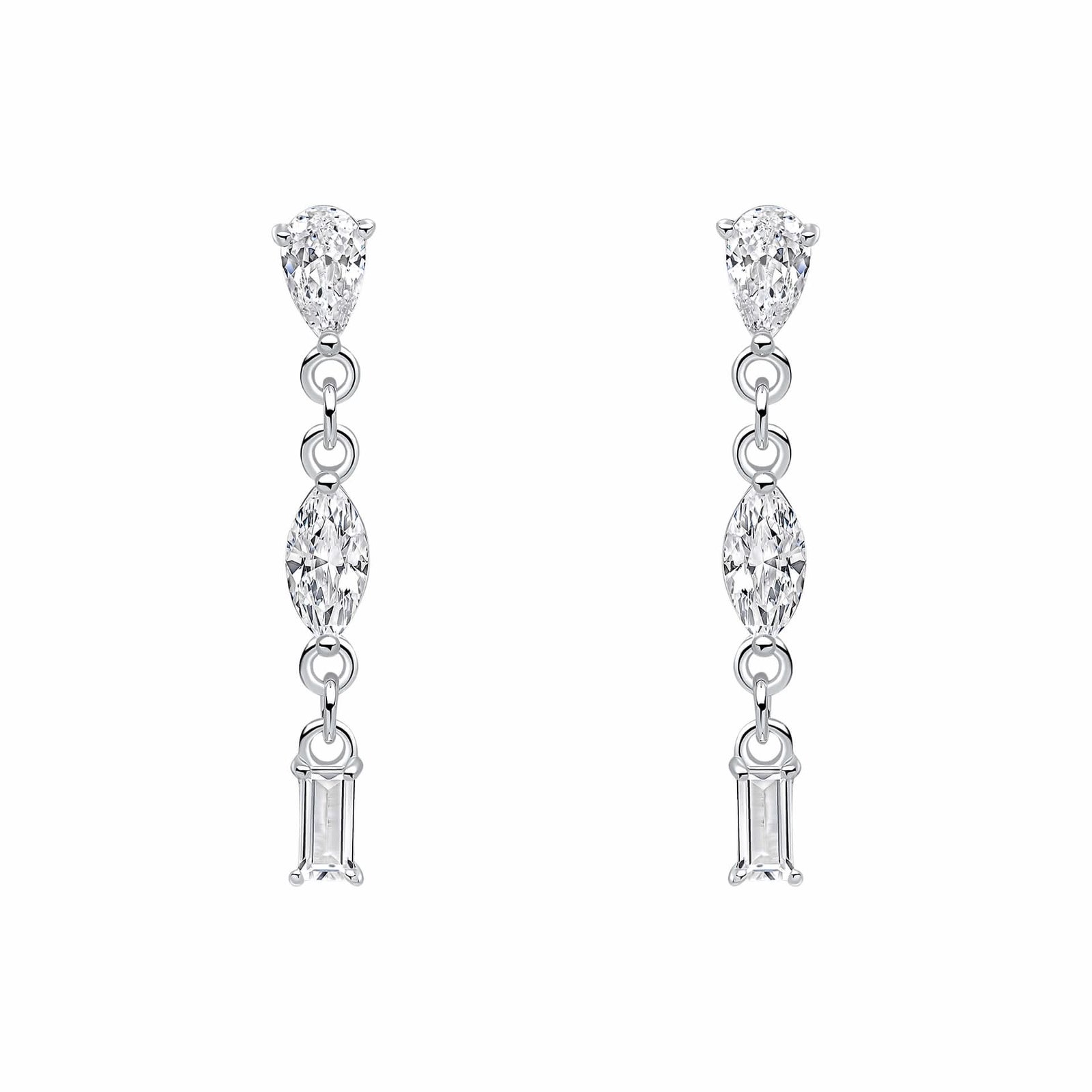 Beginnings Sterling Silver Cubic Zirconia White Earrings E6481CBeginningsE6481C