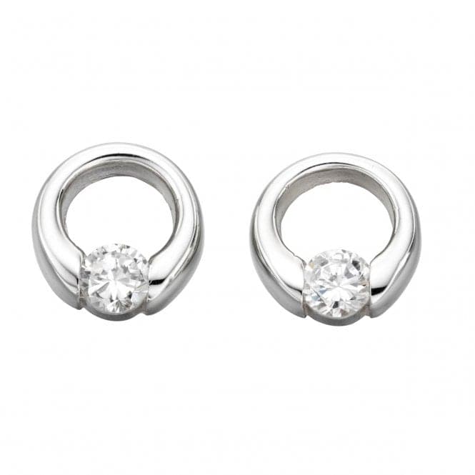 Beginnings Sterling Silver E2920C Clear Cz Open Disc Stud EarringsBeginningsE2920C