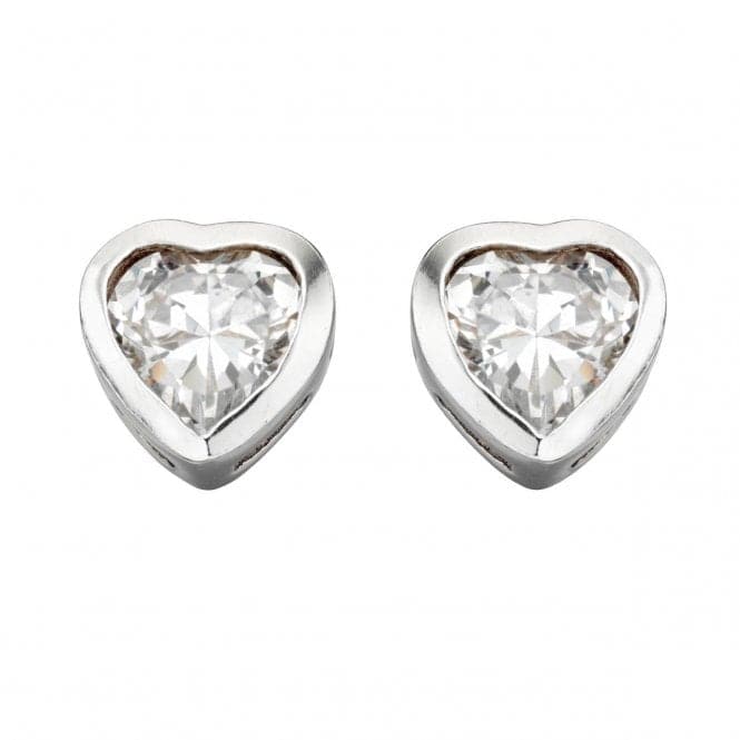 Beginnings Sterling Silver E2921C Clear Cz Heart Stud EarringsBeginningsE2921C