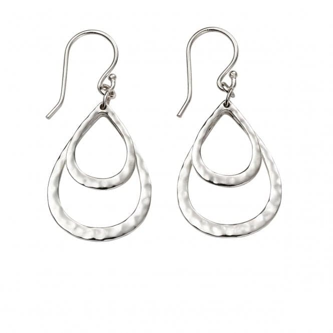 Beginnings Sterling Silver E5374 Hammered Double Teardrop EarringsBeginningsE5374