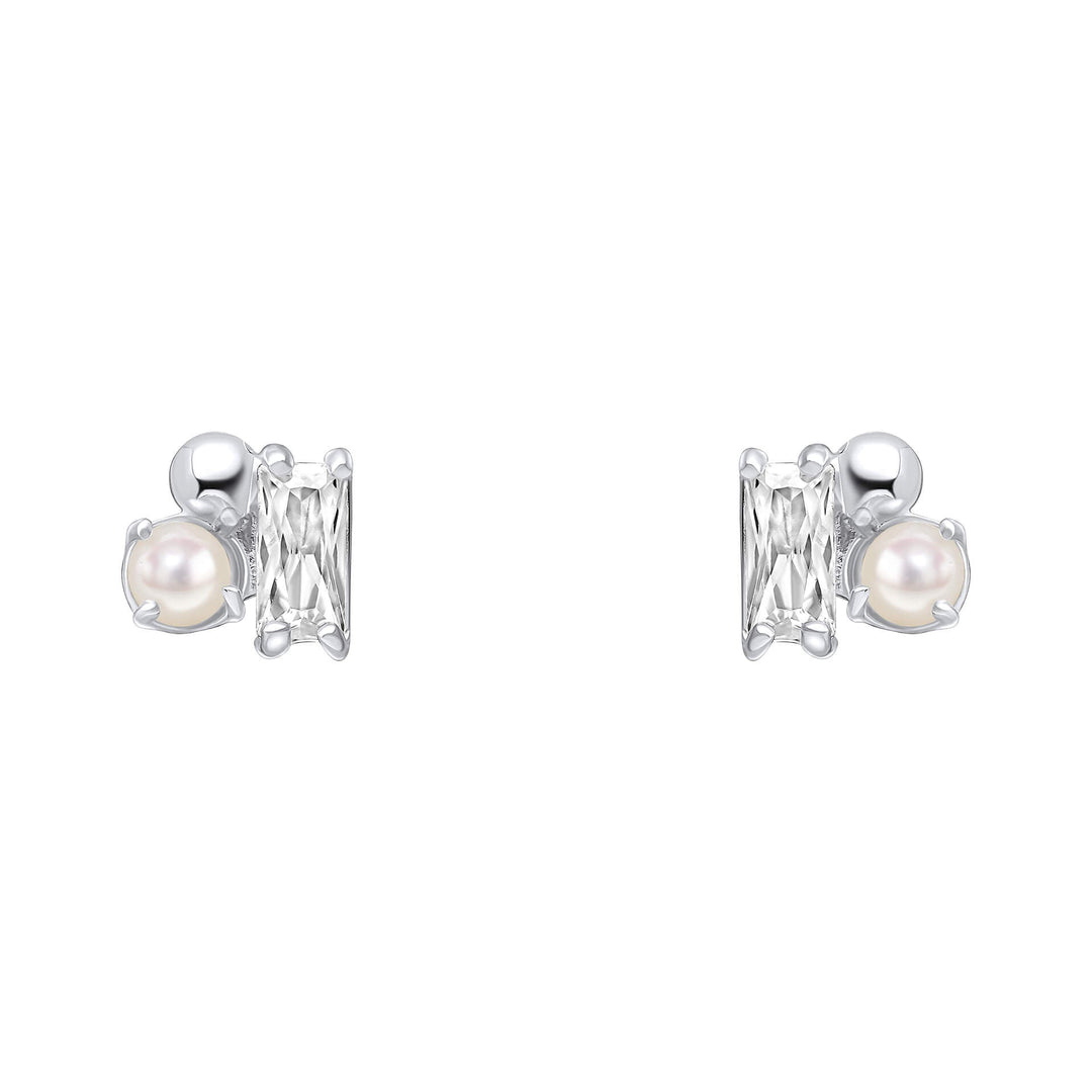 Beginnings Sterling Silver Freswater Pearl Zirconia White Earrings E6482WBeginningsE6482W