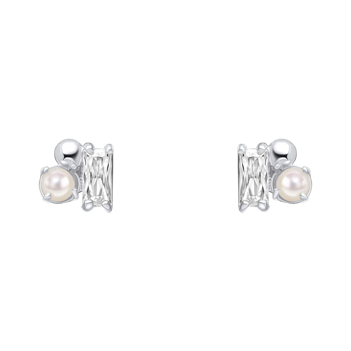 Beginnings Sterling Silver Freswater Pearl Zirconia White Earrings E6482WBeginningsE6482W