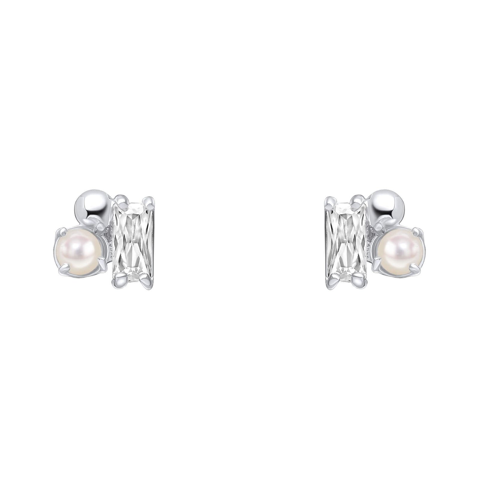Beginnings Sterling Silver Freswater Pearl Zirconia White Earrings E6482WBeginningsE6482W