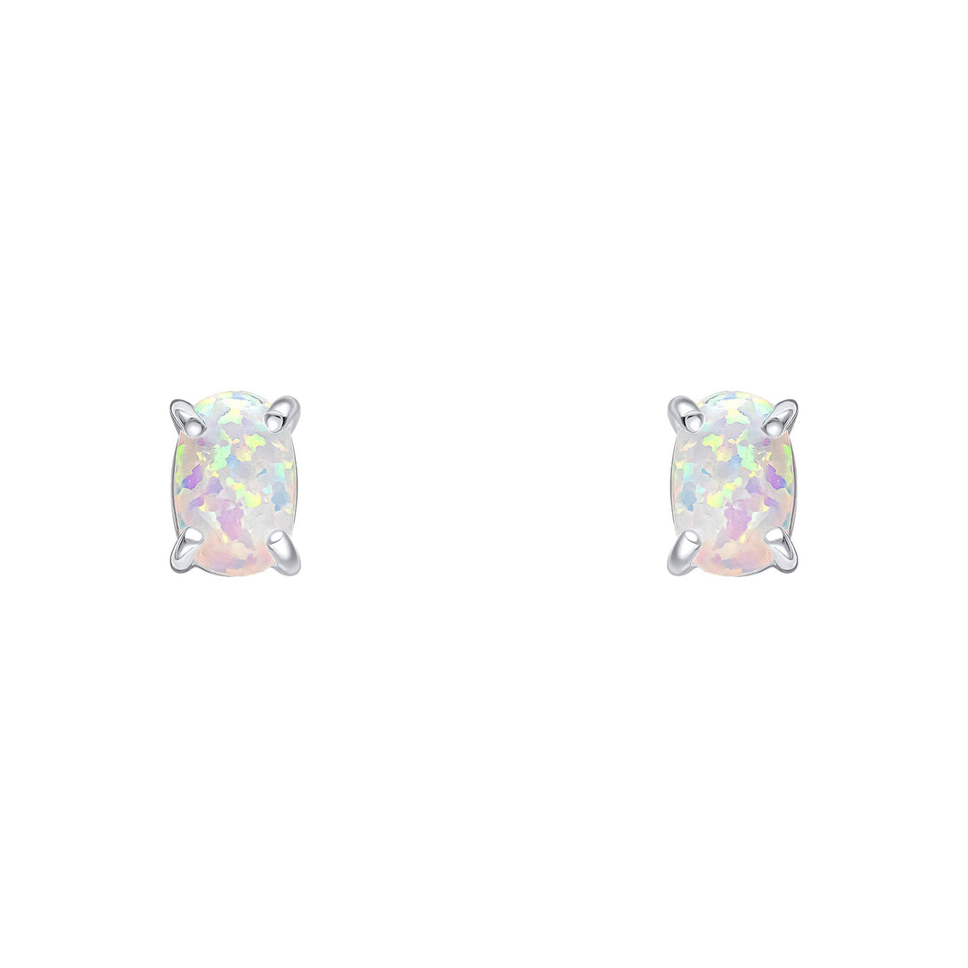 Beginnings Sterling Silver Imitation White Opal White Earrings E6485WBeginningsE6485W