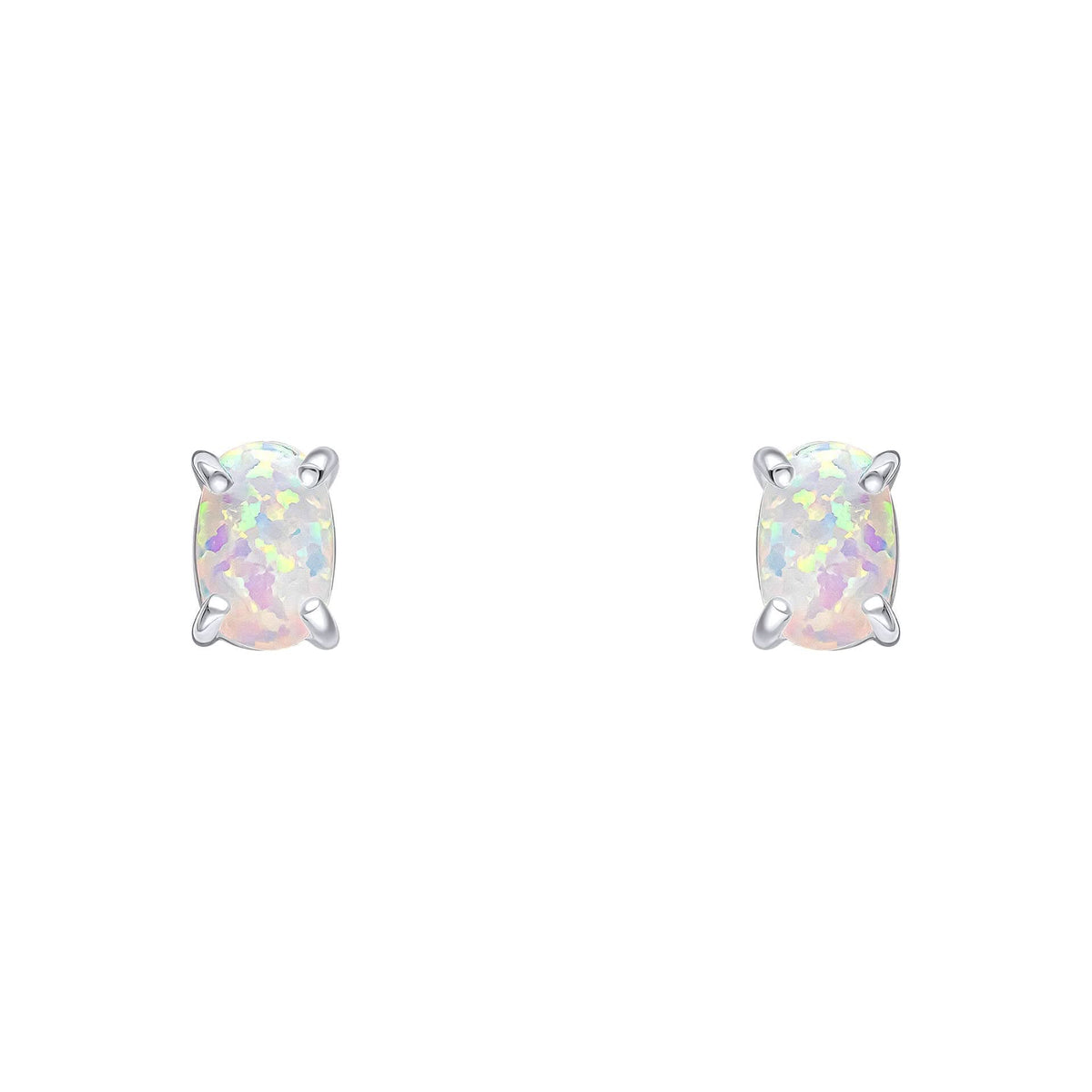 Beginnings Sterling Silver Imitation White Opal White Earrings E6485WBeginningsE6485W