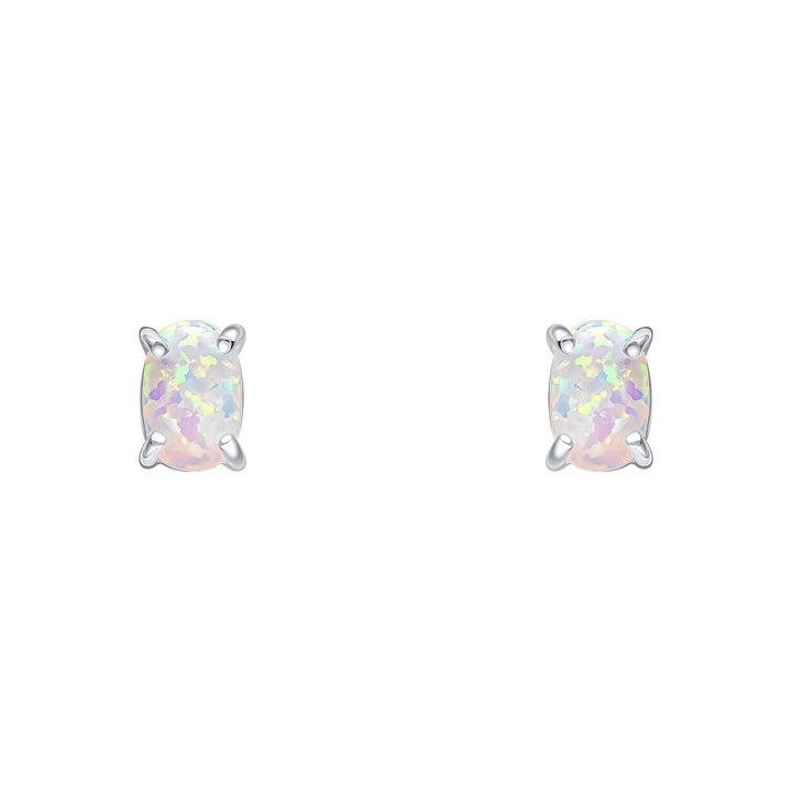 Beginnings Sterling Silver Imitation White Opal White Earrings E6485WBeginningsE6485W