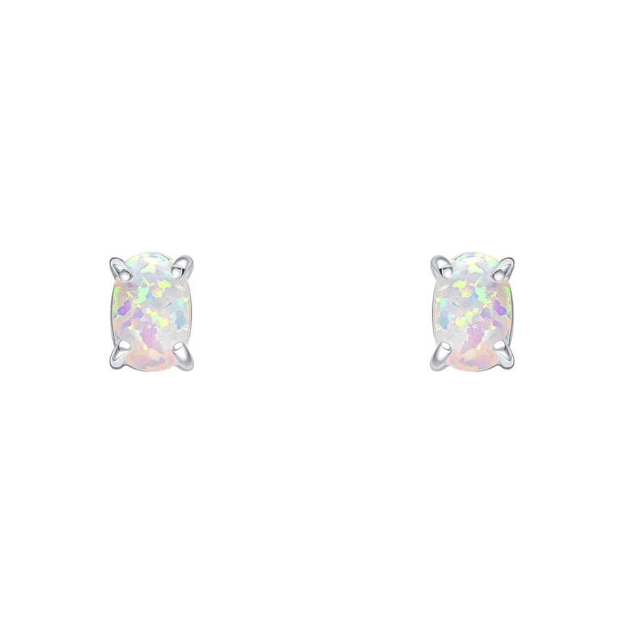 Beginnings Sterling Silver Imitation White Opal White Earrings E6485WBeginningsE6485W