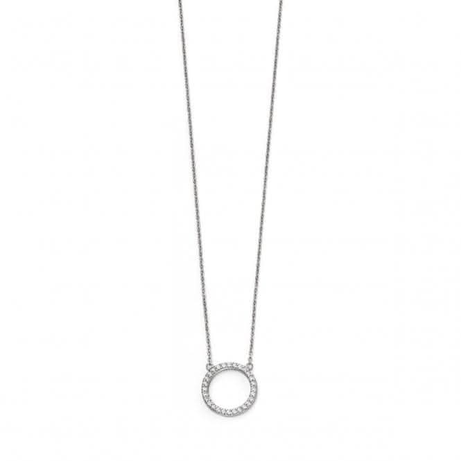 Beginnings Sterling Silver Open Disc Pave Necklaces N4216CBeginningsN4216C