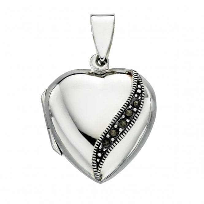 Beginnings Sterling Silver P3934 Marcasite Heart Locket PendantBeginningsP3934