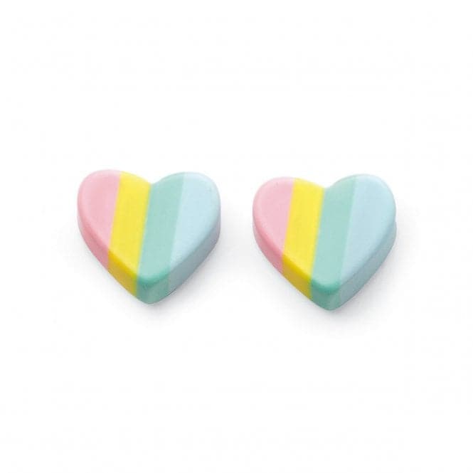 Beginnings Sterling Silver Pastel Stripe Resin Heart Earrings A2022BeginningsA2022