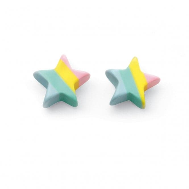 Beginnings Sterling Silver Pastel Stripe Resin Star Earrings A2023BeginningsA2023