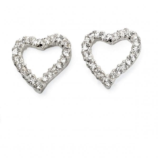 Beginnings Sterling Silver Pave Open Heart Earrings E5569CBeginningsE5569C