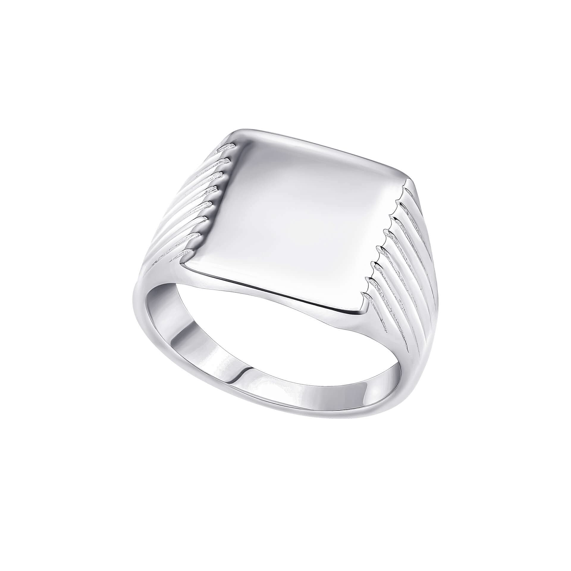 Quarter Ridges Ring Beginnings Sterling Silver Square Ridge Sided Signet Ring R3900 ...