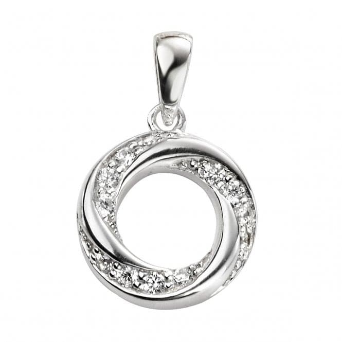 Beginnings Sterling Silver Round Pave Twisted Pendant P4752CBeginningsP4752C