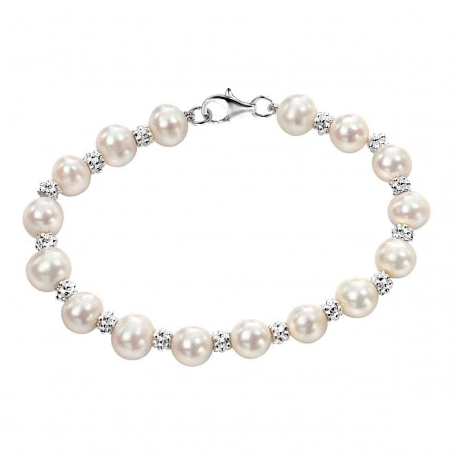 Beginnings Sterling Silver White Freshwater Pearl Textured 19cm Bracelet B3701WBeginningsB3701W
