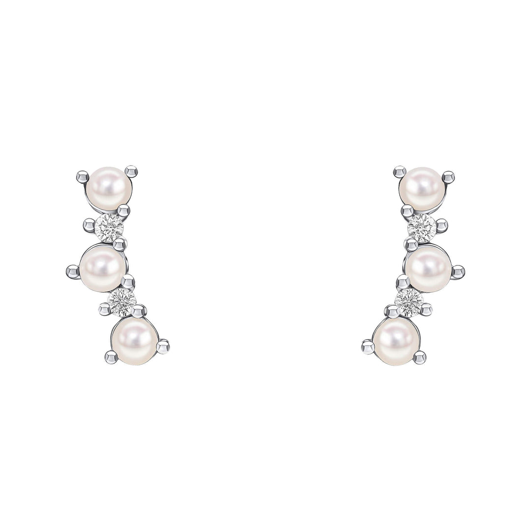 Beginnings Sterling Silver Zirconia White Freshwater Pearl White Earrings E6498WBeginningsE6498W