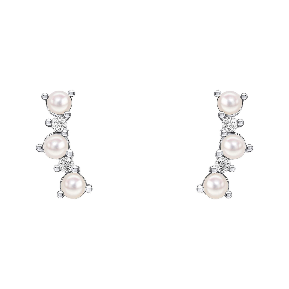 Beginnings Sterling Silver Zirconia White Freshwater Pearl White Earrings E6498WBeginningsE6498W