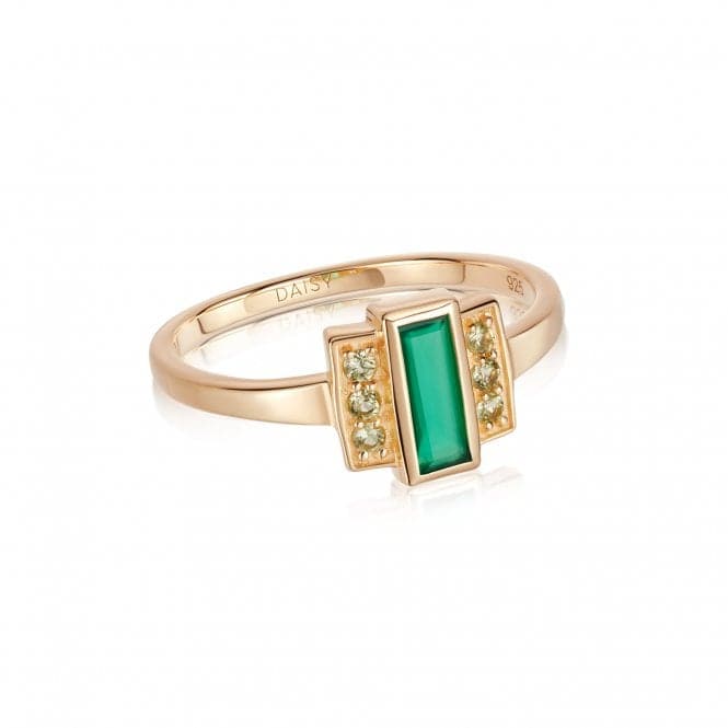 Beloved Green Onyx Baguette 18ct Gold Plated Ring JR04_GPDaisyJR04_GP_L