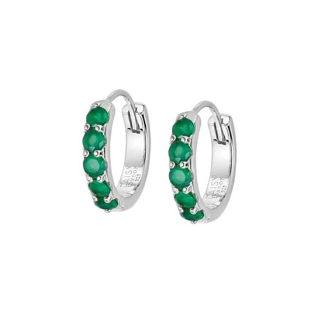 Beloved Green Onyx Huggie Sterling Silver Earrings JE07_SLVDaisyJE07_SLV