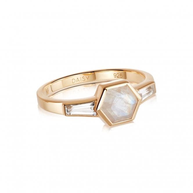 Beloved Moonstone Hexagon 18ct Gold Plated Ring JR06_GPDaisyJR06_GP_L