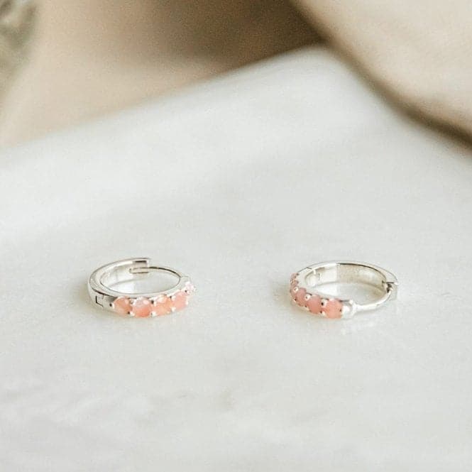 Beloved Pink Opal Huggie Sterling Silver Earrings JE06_SLVDaisyJE06_SLV