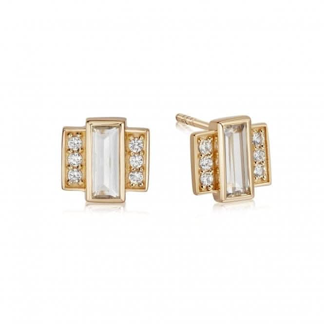 Beloved White Topaz Baguette Stud 18ct Gold Plated Earrings JE01_GPDaisyJE01_GP
