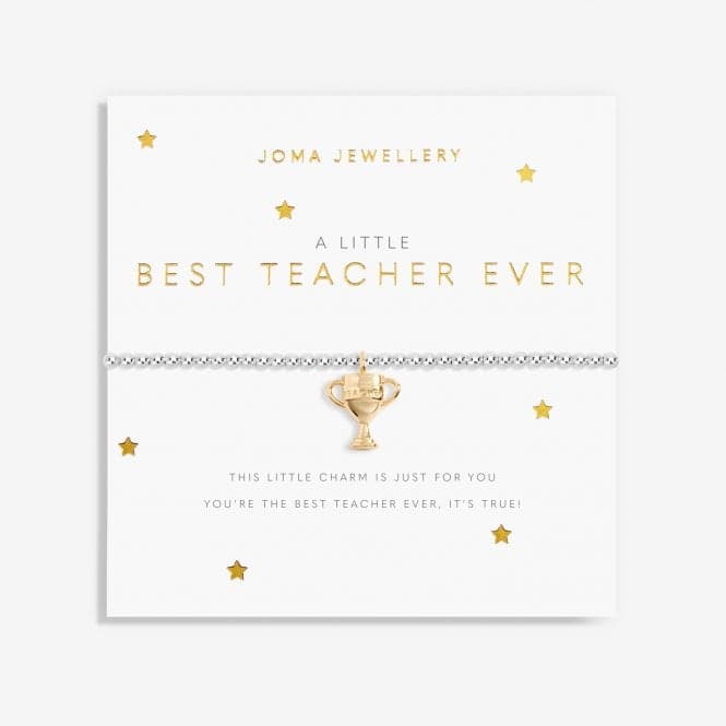 Best Teacher Ever Silver And Gold 17.5cm Stretch Bracelet 6069Joma Jewellery6069