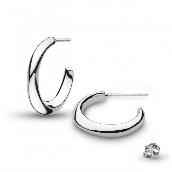 Bevel Cirque 20mm Rhodium Semi - Hoop Stud Earrings 6190RPKit Heath6190RP