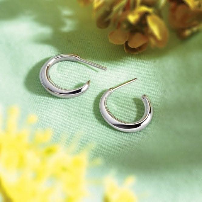 Bevel Cirque 20mm Rhodium Semi - Hoop Stud Earrings 6190RPKit Heath6190RP