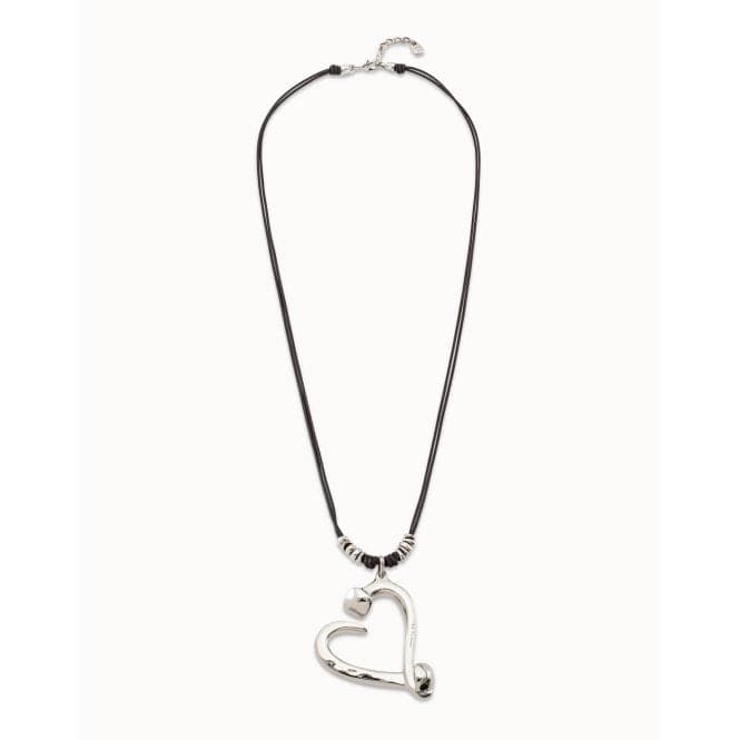 Big Love Silver Leather NecklaceUNOde50COL1806MTL0000U