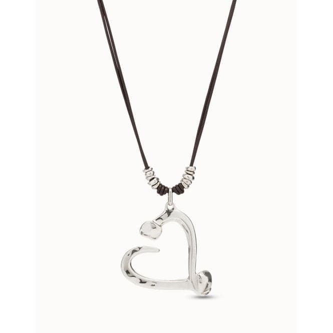 Big Love Silver Leather NecklaceUNOde50COL1806MTL0000U