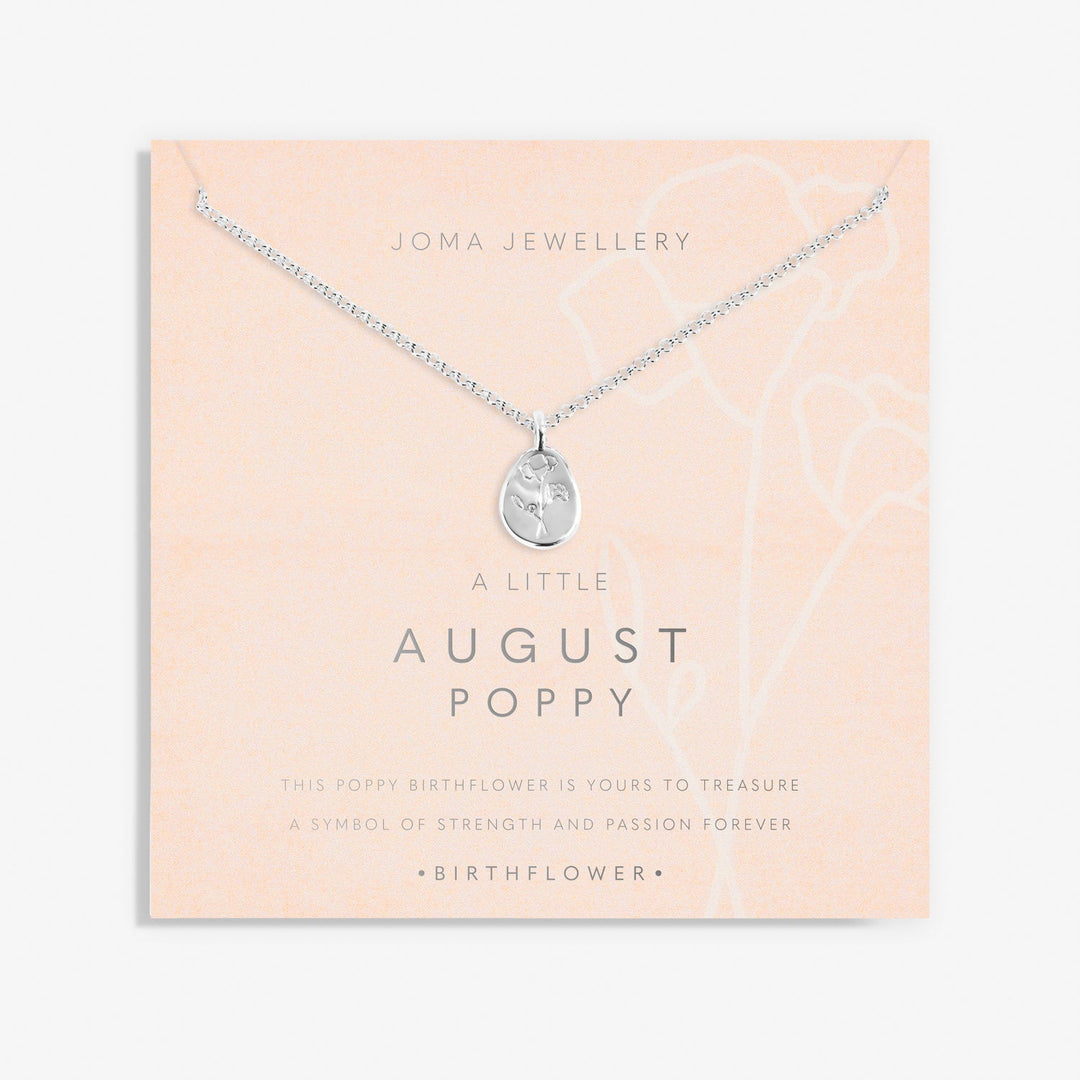 Birth Flower A Little August Poppy Silver Plated Necklace 7466Joma Jewellery7466