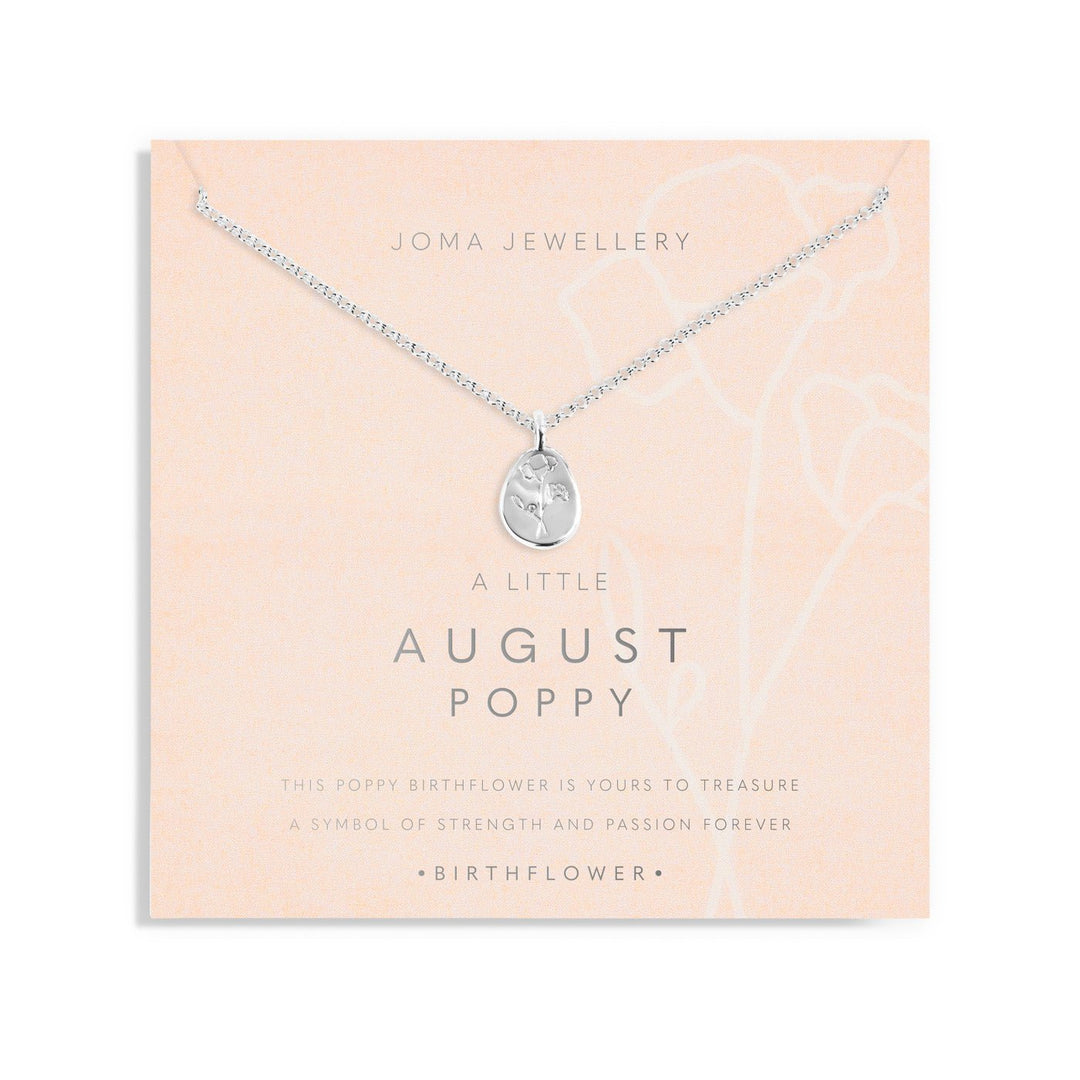 Birth Flower A Little August Poppy Silver Plated Necklace 7466Joma Jewellery7466