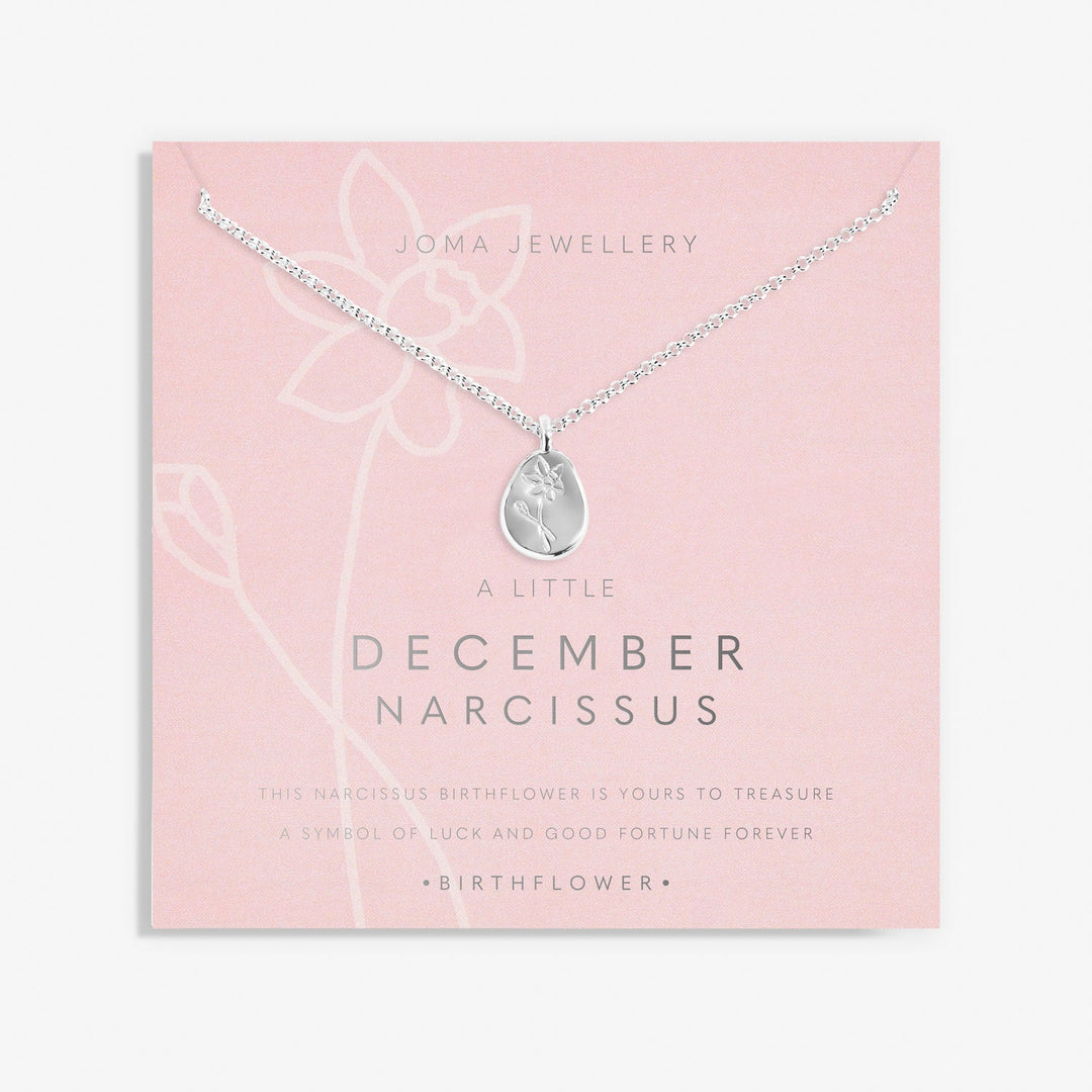 Birth Flower A Little December Narcissus Silver Plated Necklace 7470Joma Jewellery7470