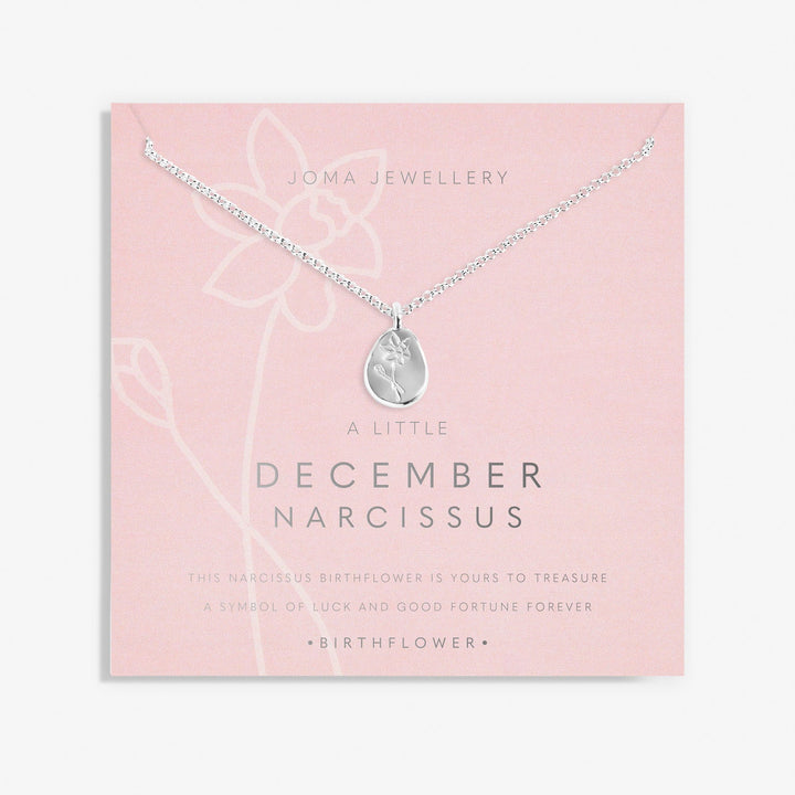 Birth Flower A Little December Narcissus Silver Plated Necklace 7470Joma Jewellery7470