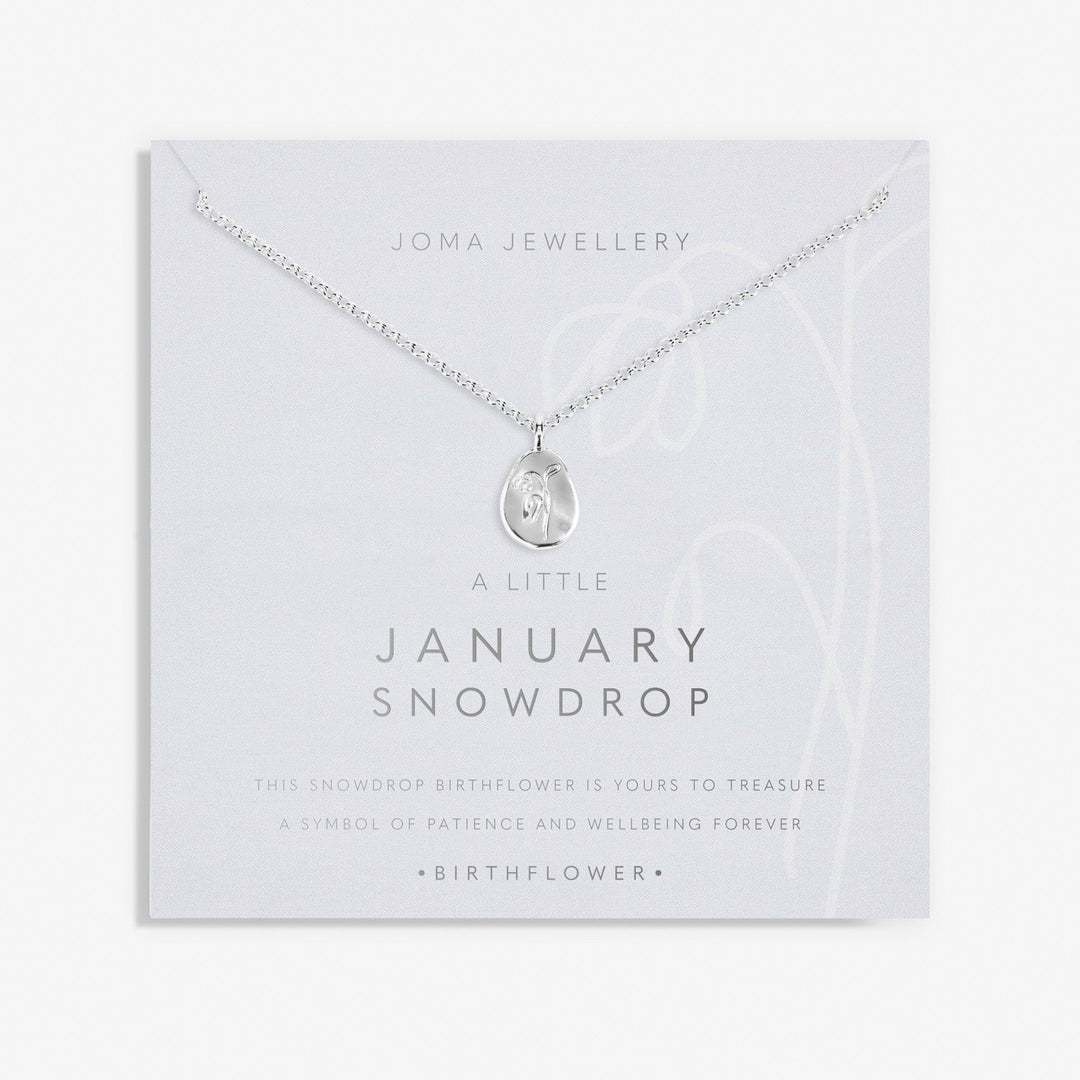 Birth Flower A Little January Snowdrop Silver Plated Necklace 7459Joma Jewellery7459