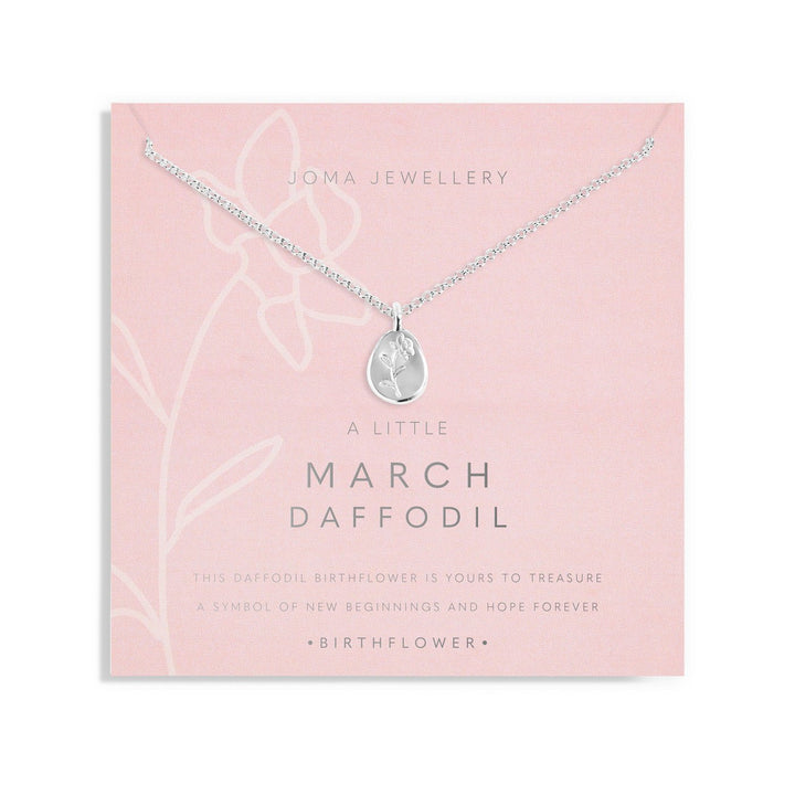 Birth Flower A Little March Daffodil Silver Plated Necklace 7461Joma Jewellery7461