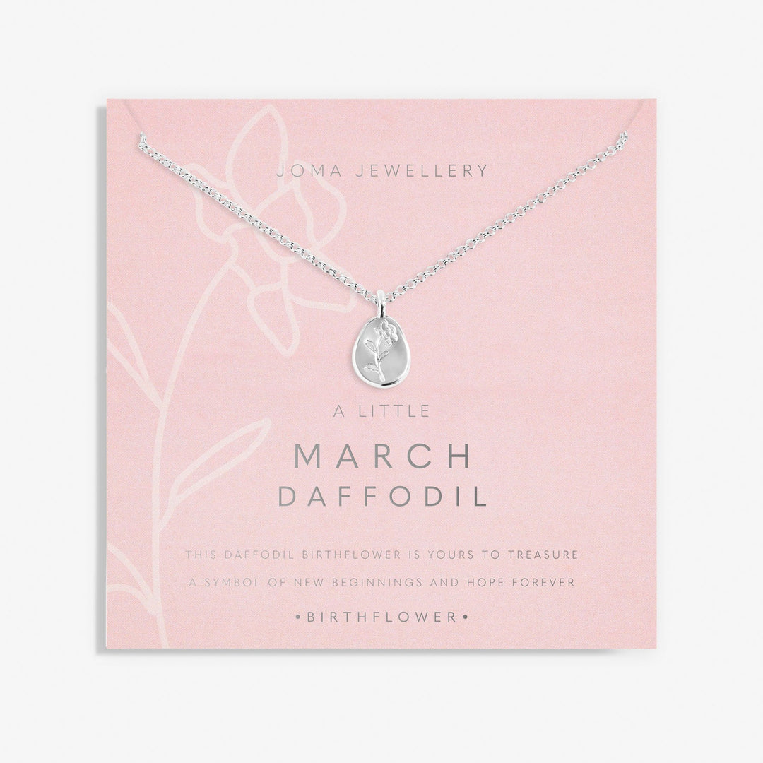 Birth Flower A Little March Daffodil Silver Plated Necklace 7461Joma Jewellery7461