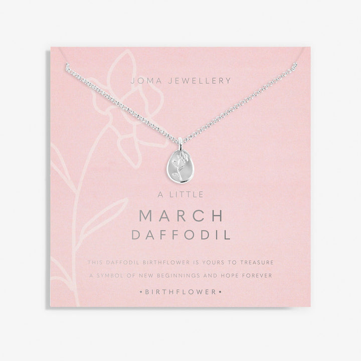 Birth Flower A Little March Daffodil Silver Plated Necklace 7461Joma Jewellery7461